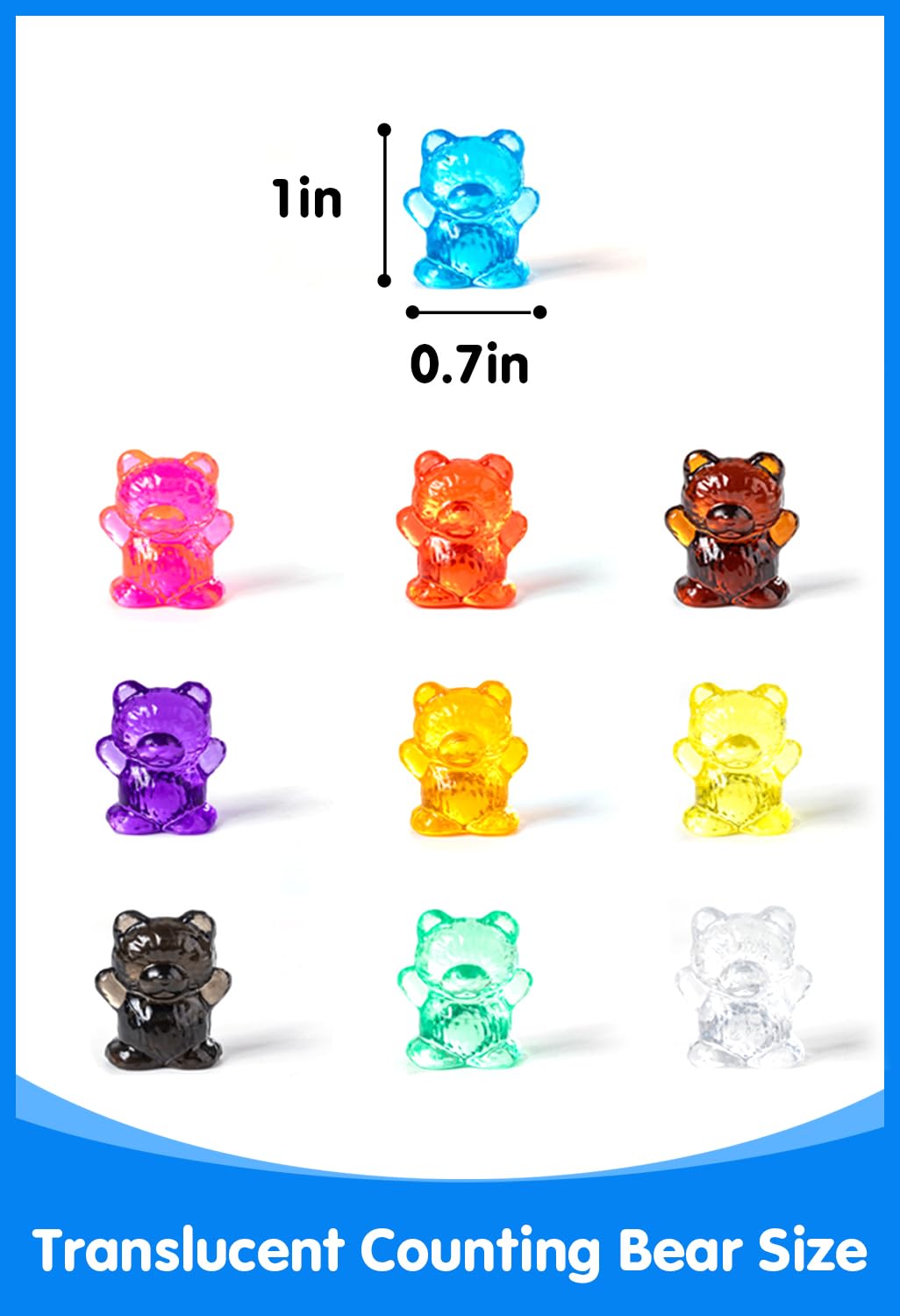 Odoorgames 100 Pcs Translucent Bear Counters - Light Table for Kids - Kindergarten Classroom & Light Table Manipulatives