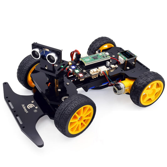 Adeept Smart Car Kit Compatible with Raspberry Pi Pico, Line Tracking, Obstacle Avoidance, Colorful Light, DIY STEM IR Remote Controlled Educational Robot Car Kit with MicroPython Code and Tutorials