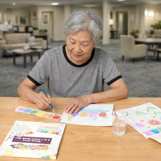 Colorations Senior Watercolor Painting Bundle - Mess Free Watercolor Books and No Spill Water Cups Set - Occupational Therapy Arts and Crafts for Seniors, Fine Motor Rehabilitation Activities