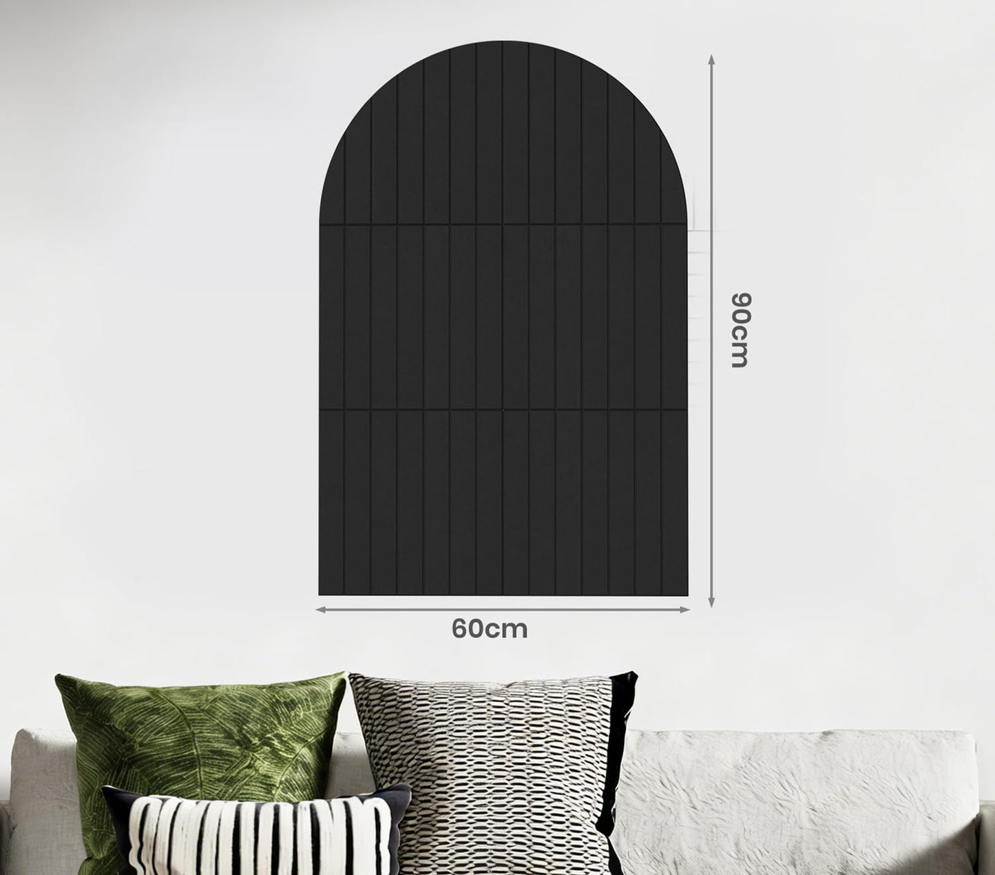 Large Arched Felt Bulletin Board 35" x 24",Cork Board Alternative - 6 Customized Felt Wall Tiles with Push Pins, Cork Boards for Walls Pin Board for Office & Home Panels - Black