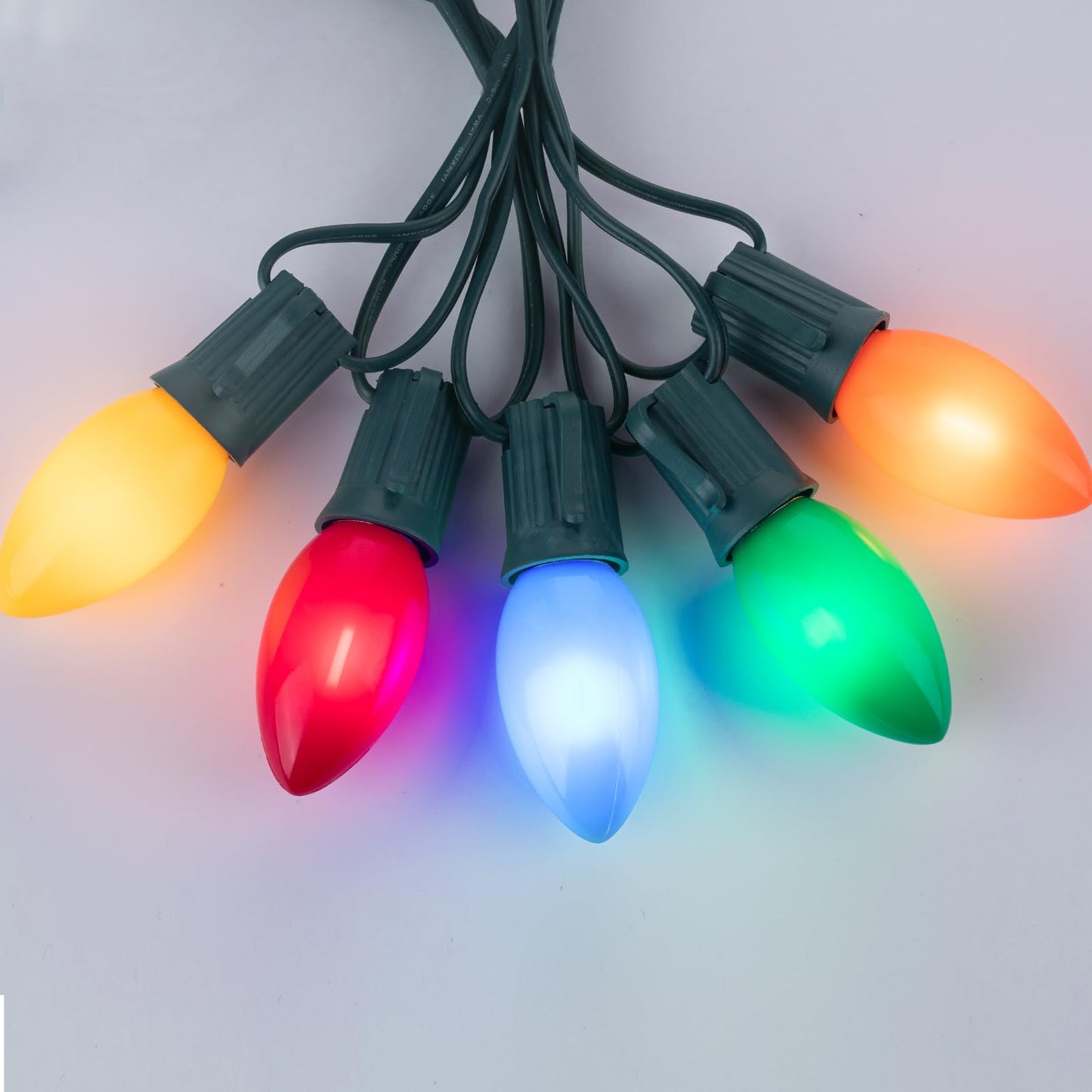 Minetom C9 LED Christmas Light Bulbs, 25 Pack, Multicolor, Shatterproof Plastic, E17 Intermediate Base, Dimmable Holiday Bulbs
