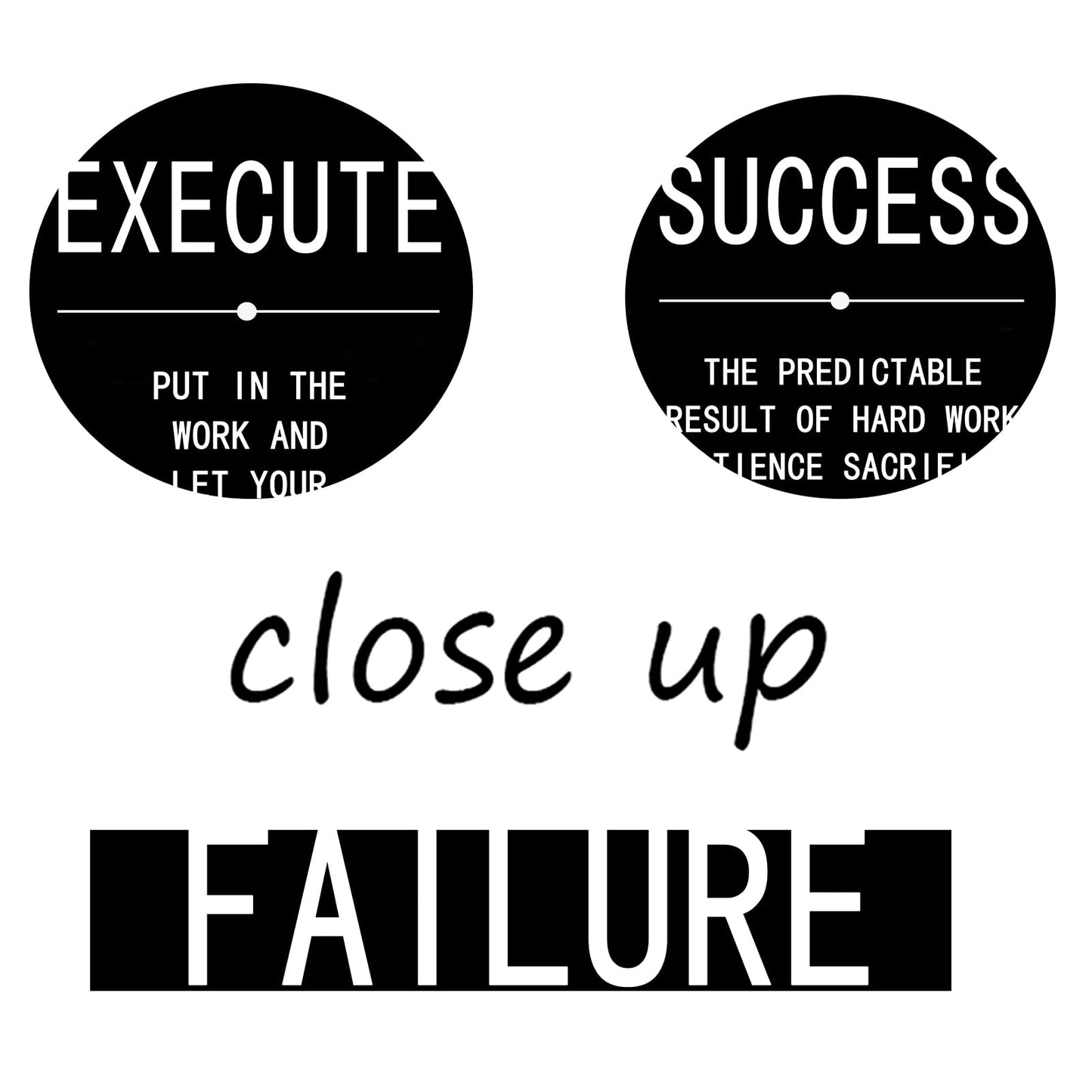 Success Quote Canvas Painting Wall Art Inspirational Wall Art Execute Failure Definition 3 Pieces Black Poster Positive Motivational Framed Artwork Prints Picture for Living Room Office [72''Wx 36''H]