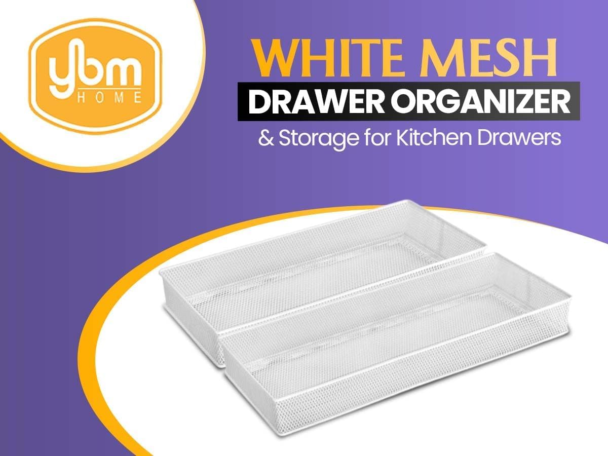 YBM HOME Silver Mesh Drawer Cabinet and or Shelf Organizer Bins, School Supply Holder Office Desktop Organizer Basket 1591s (1, 6x12x2 Inch)