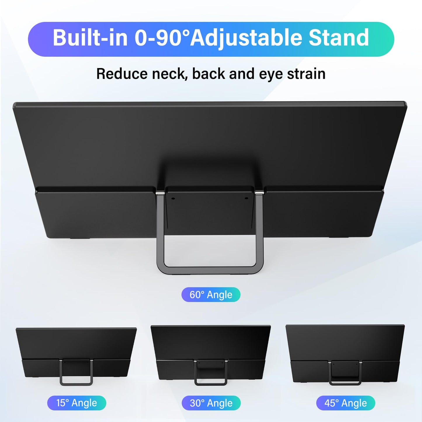InnoView 15.6'' Portable Monitor for Laptop FHD 1080P USB-C Travel Monitors Built-in 90° Adjustable Stand Without Bag, HDR IPS Portable Laptop Monitor for MacBook PC Phone Xbox PS4/5 Switch