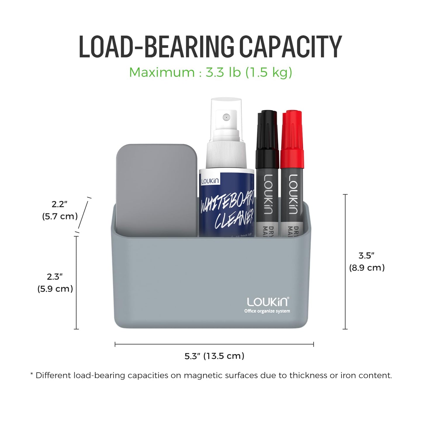 loukin Magnetic Marker & Remote Control Organizer, Dry Erase Marker Holder, Magnetic Storage for Whiteboard or Refrigerators (Gray)