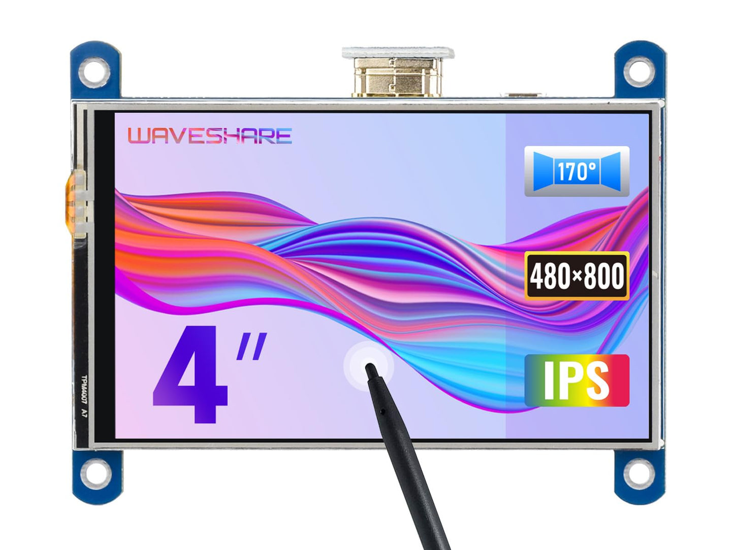 waveshare 4 inch HDMI LCD IPS Display 800x480 Resolution Resistive Touch Screen Interface for Raspberry Pi 4 B/3 B/3 B+/2 B/B+/B Zero W
