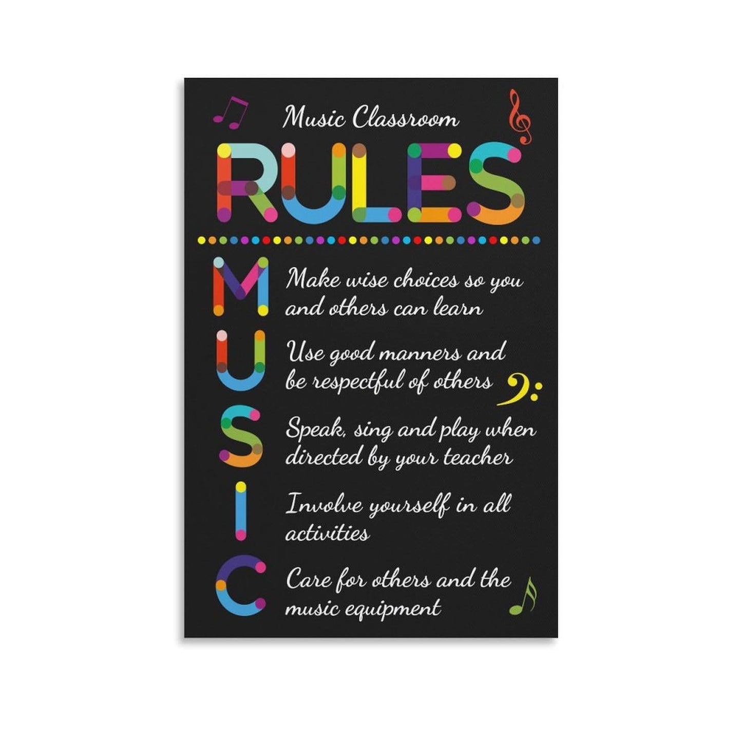 LINWDSB Music Classroom Rules Posters Musical Education Decor Primary School Middle And High Decorations Or Homeschool Unframe style-3 16x24inch(40x60cm)