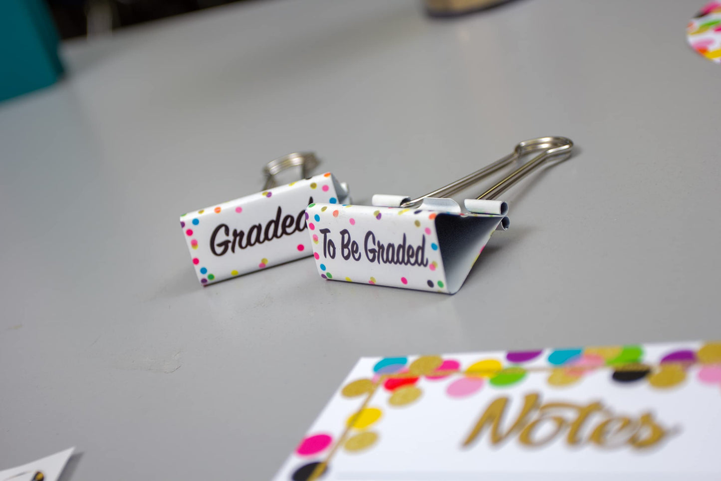 Teacher Confetti Classroom Management Large Binder Clips