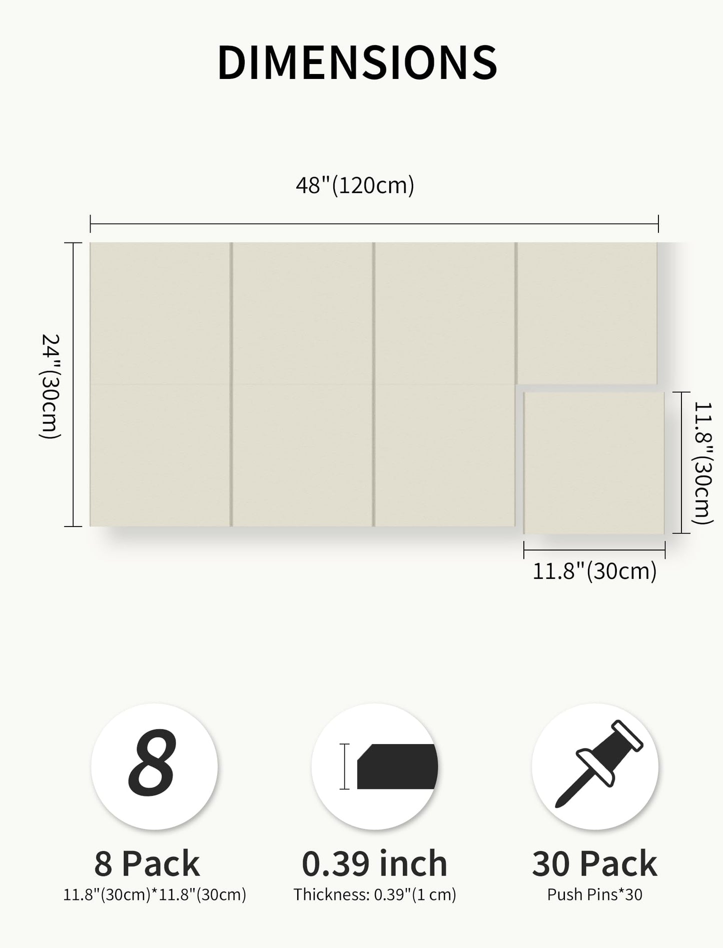 Large Bulletin Board 48"x 24" Cork Boards for Walls, 8 Pack Felt Wall Panels Photo Board, Cork Board for Office Home Pin Board