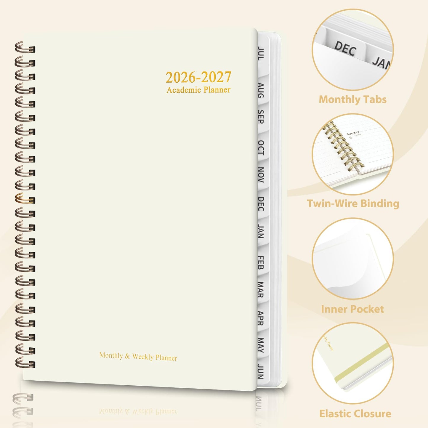 Planner 2026-2027, Weekly and Monthly Academic Planner, July 2026 - June 2027, Hardcover Calendar Agenda Book for School Year Planning, School Supplies for Teacher and Student, A5(6.3'' x 8.5'')