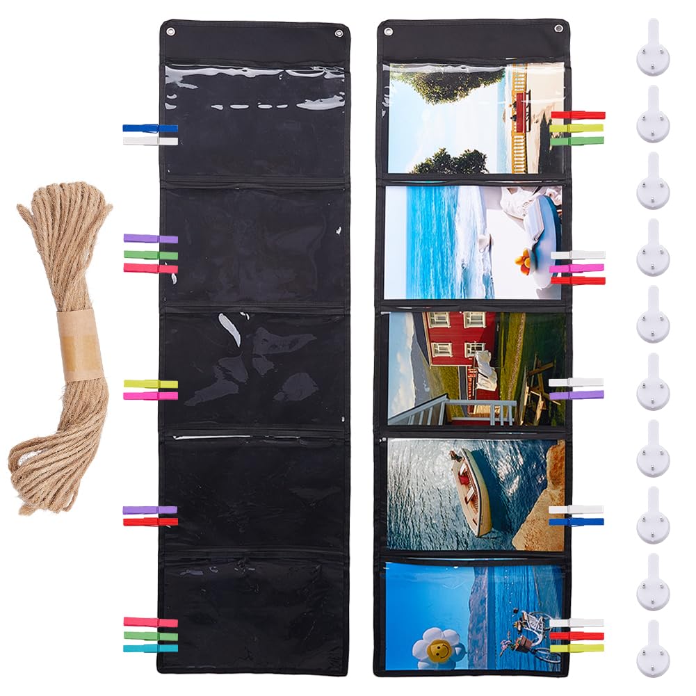 DICOSMETIC 38Pcs Student Behavior Clip Chart for Classroom Pocket Chart Behavior Bulletin Board with 25Pcs Wood Clips 1 Bundle Rope and 10Pcs Seamless Nails Management Track Reward for School Office