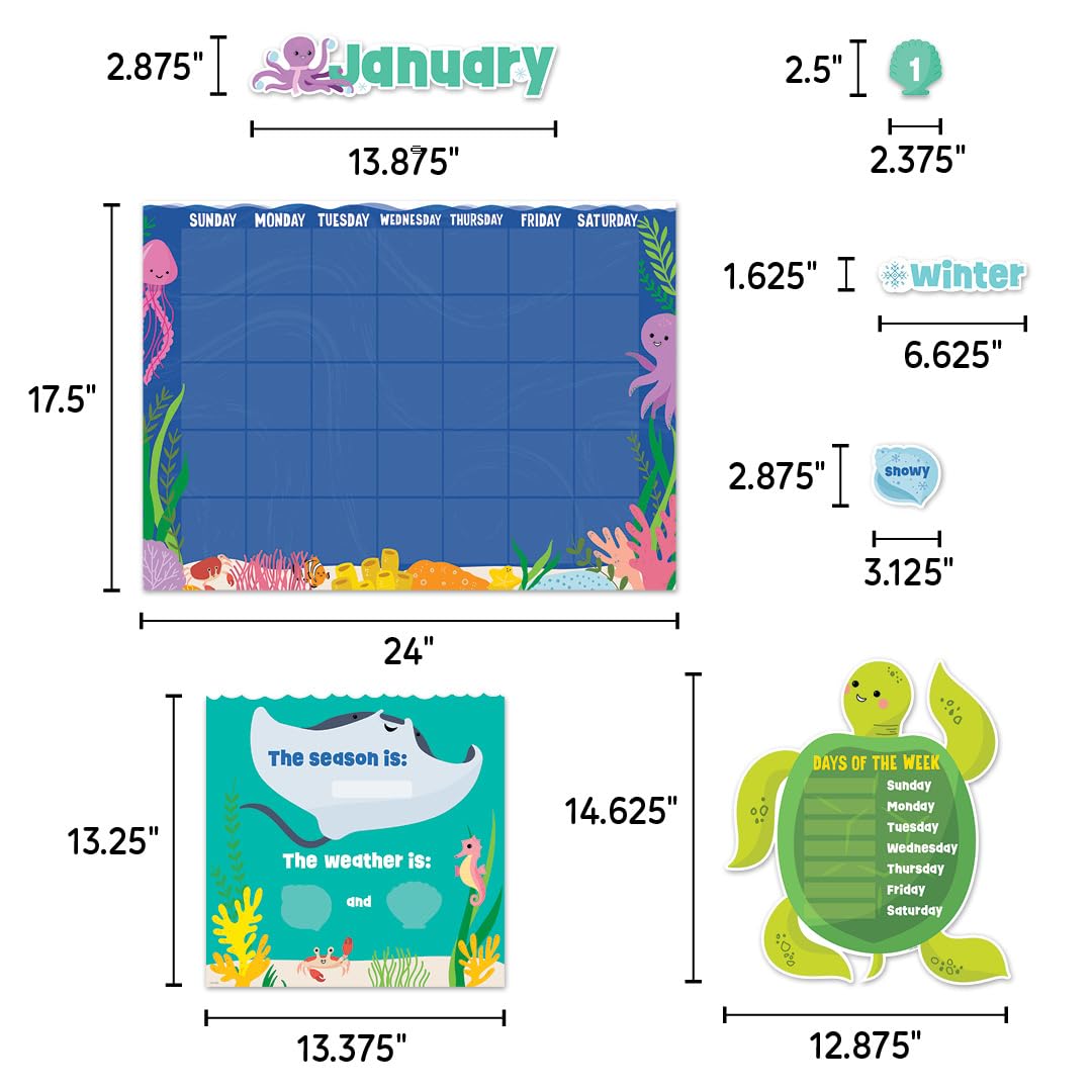 CTP Sea Friends Calendar Set Bulletin Board Set - Classroom, Homeschool (#10992 Creative Teaching Press)