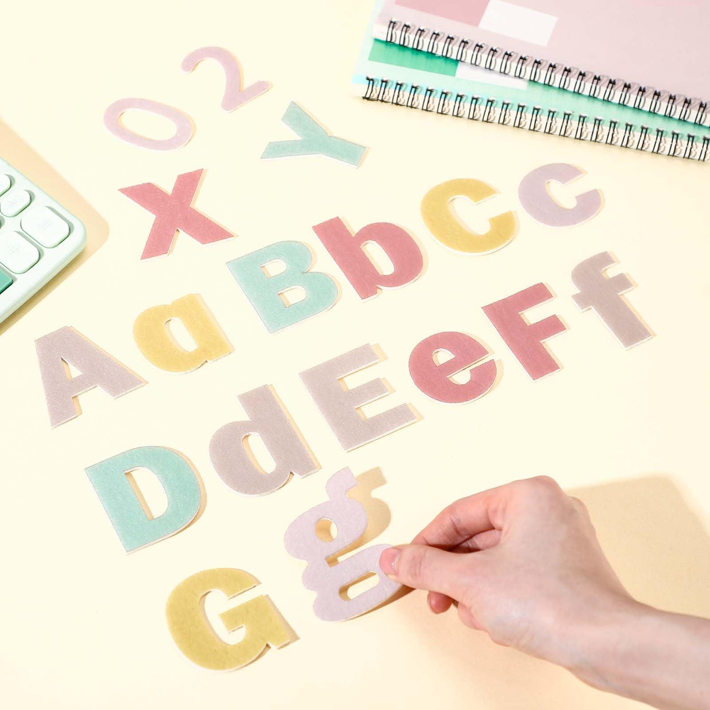 Breling 310 Pieces Felt Letter Bulletin Board Letters Sticker with Number 2" Bulk Self Adhesive ABC Upper Lowercase Sticky Letter for Xmas Gift Bulletin Board Classroom(Boho Color)