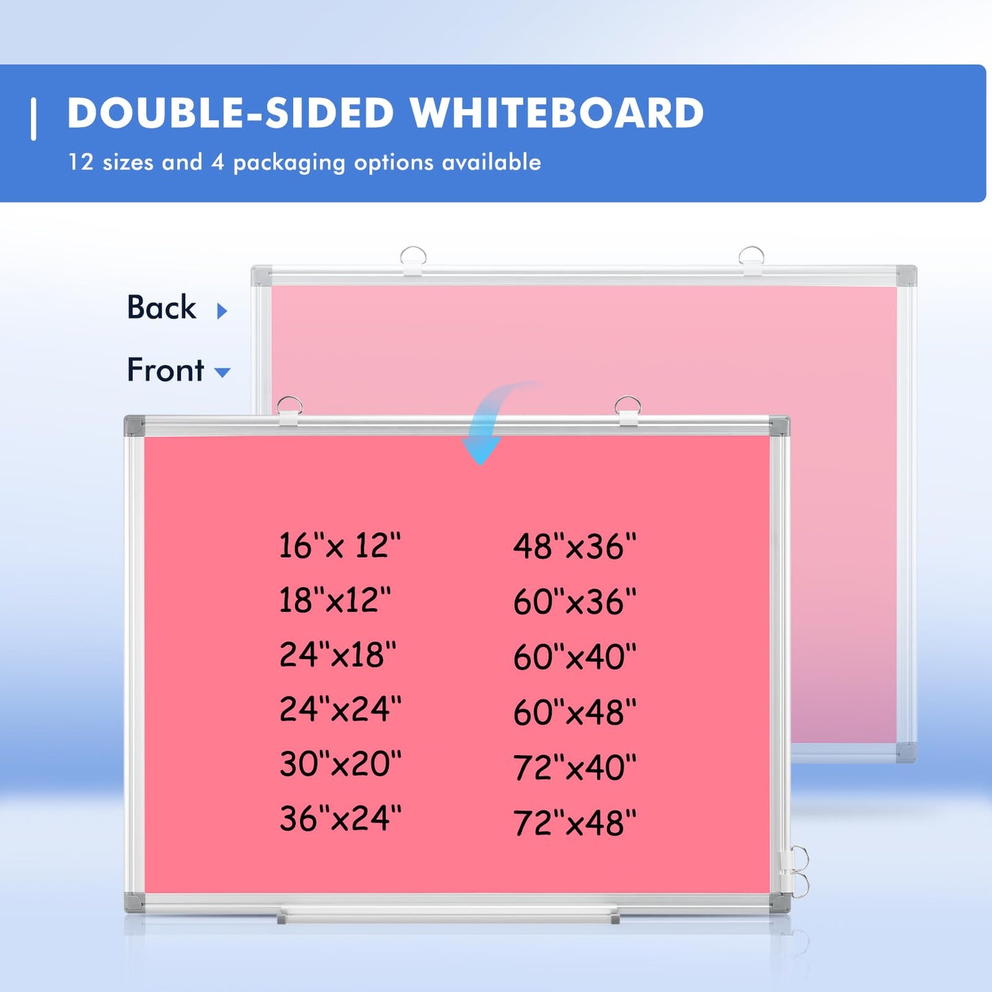 WALGLASS Magnetic Whiteboard 24"x18" Dry Erase White Board for Walls with Pen Tray, Aluminium Frame and Dry-Wipe Writing Surface for Drawing, Home, and Office (Pink)