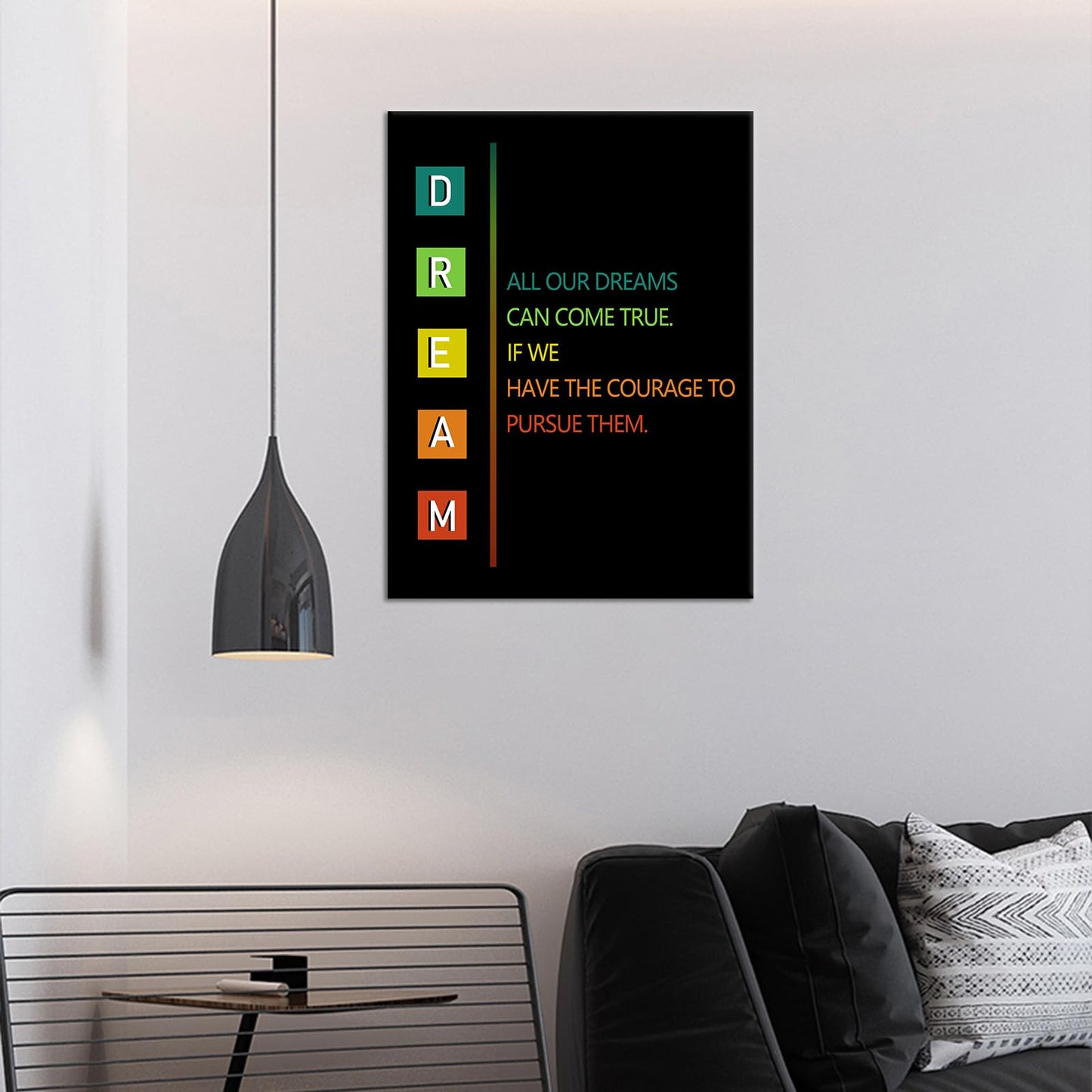 YSPCSUN Inspirational Wall Decor Dream Quote Canvas Prints Framed Motivational Posters For Bedroom Living Room Home Office Daily Affirmations Courage To Pursue Success Artwork 24x18 Inch Poster