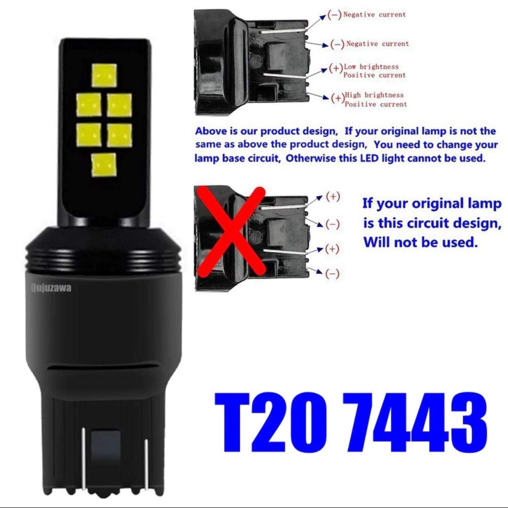 SOCAL-LED LIGHTING White LED Turn Signal Bulb 7443 (T20) Cool White Pack of 2 Plastic