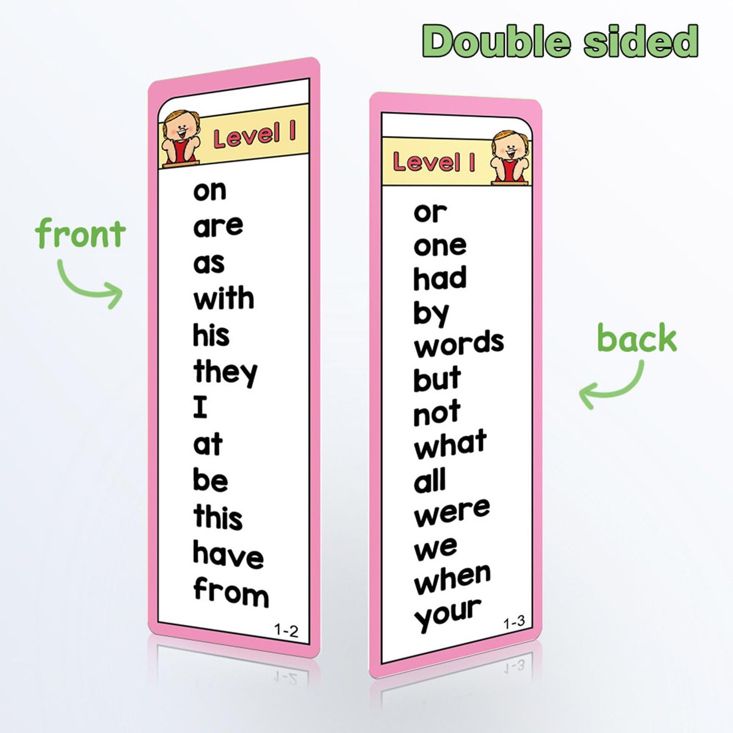 Sided Vocabulary Flashcards Educational Learning Cards High Frequency Sight Words Learn to Read Sight Words