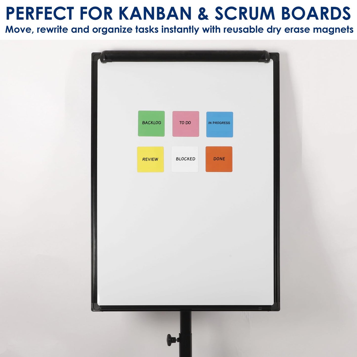 Dry Erase Magnets Set - 24 Pack 4x4 in - Magnetic Notes for Whiteboard and Fridge - Write On Magnet Sheets Reusable White Board Labels - Writable Magnetized Dry Wipe Strips for Home and Office