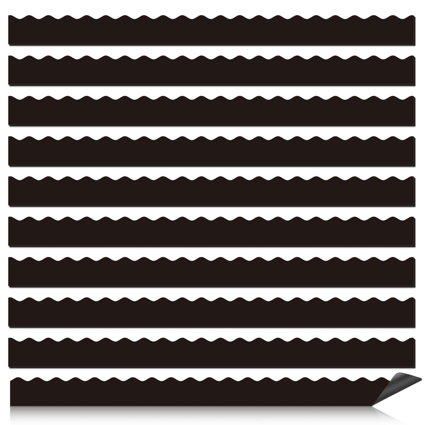 30 Pcs Magnetic Borders for Classroom Whiteboard - Black Magnetic Bulletin Board Border Set - Scalloped Chalkboard Border Strips for Teachers, Parents, DIY Home,School & Office Decoration
