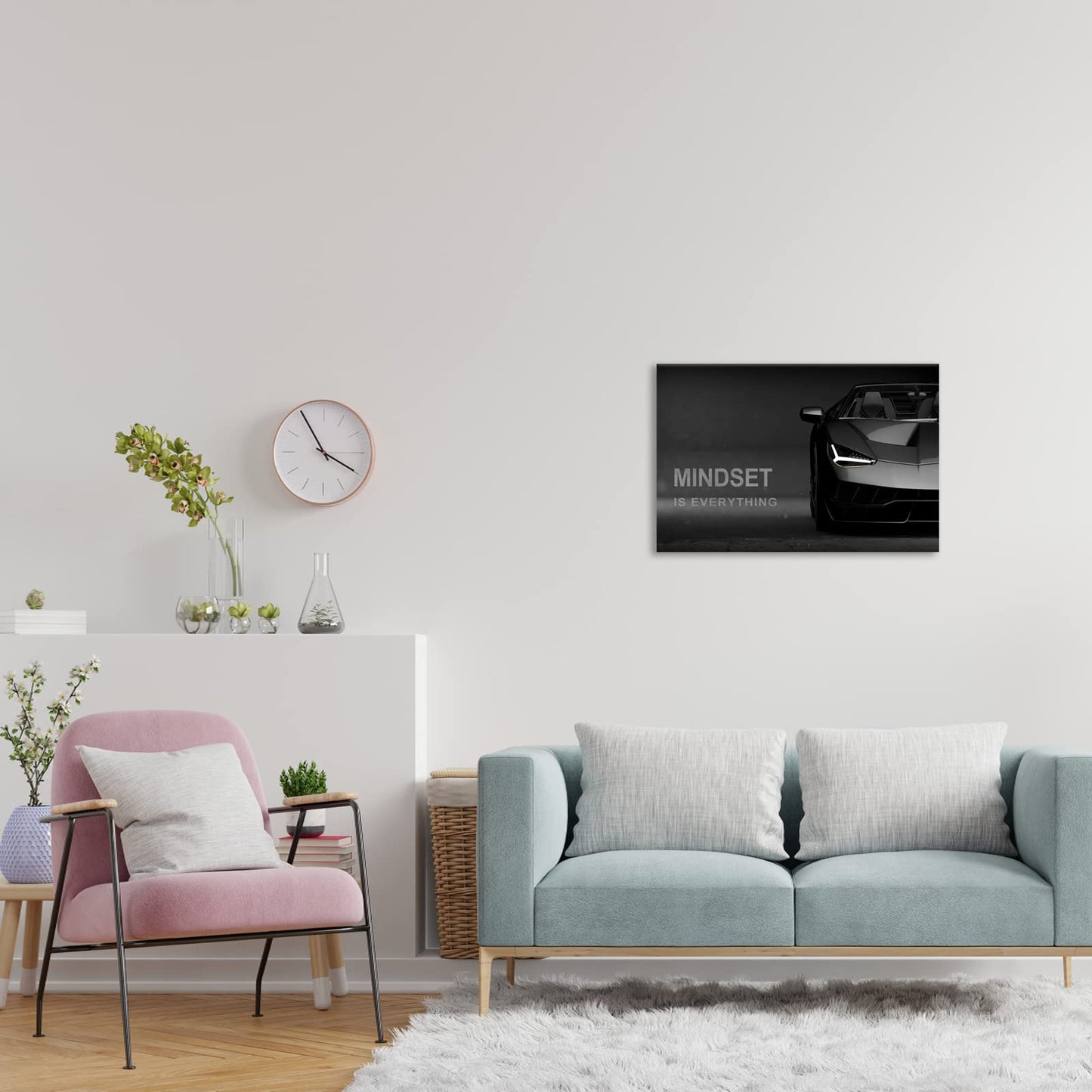 Motivational Canvas Wall Art Lamborghini Posters Prints Entrepreneur Bundle Set 1 Pieces Mindset Is Everything Canvas Wall Art Decorations for Office Bedroom (12" W x 18" H)