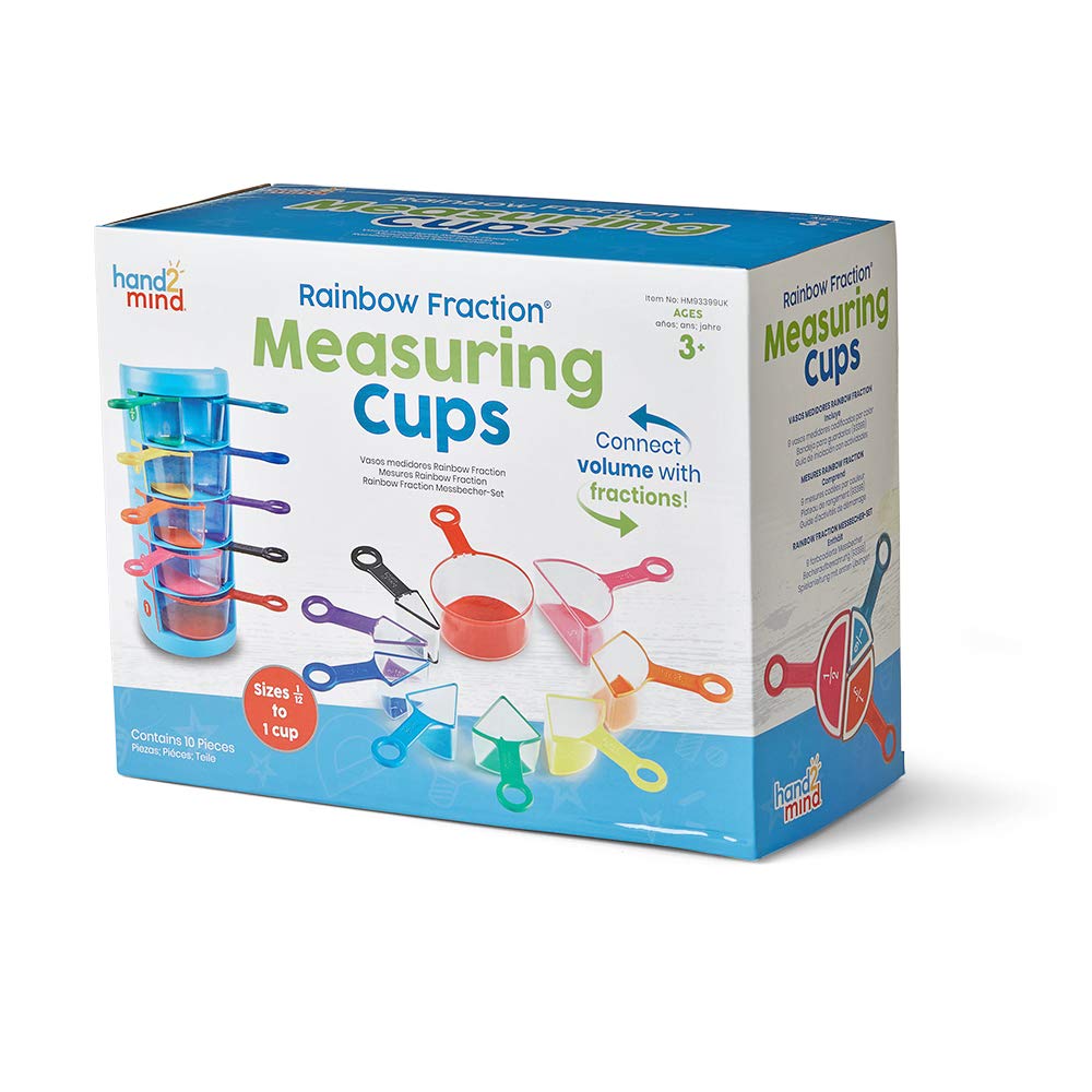 hand2mind Rainbow Fraction Measuring Cups, Kids Montessori Kitchen Tools, Toddler Cooking Tools, Sensory Table Materials, Fraction Manipulatives, Homeschooling Supplies, Easter Baking (Set of 9)