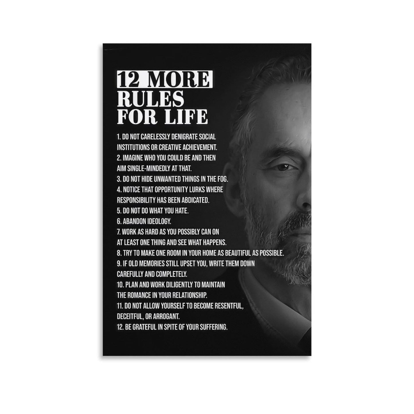 JHXNJDPOST 12 More Rules for Life Poster Black And White Canvas Wall Art Aesthetic Decorative Painting Living Room Restaurants, Pool Halls And Hotelsstyle-3 12x18inch(30x45cm)