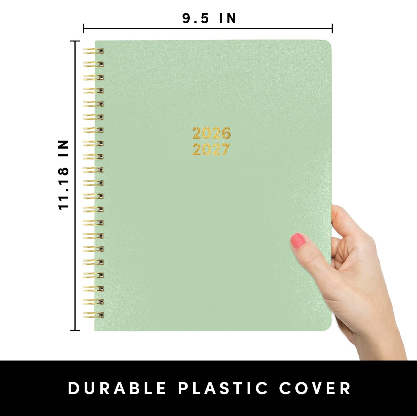 PAPERAGE Academic Planner, Weekly & Monthly Planner & Calendar, 12-Months, July 2026 - June 2027, (9.5" x 11"), School & Student Planning Agenda with Tabs, Bonus Pages & Inner Pocket, Sage Green