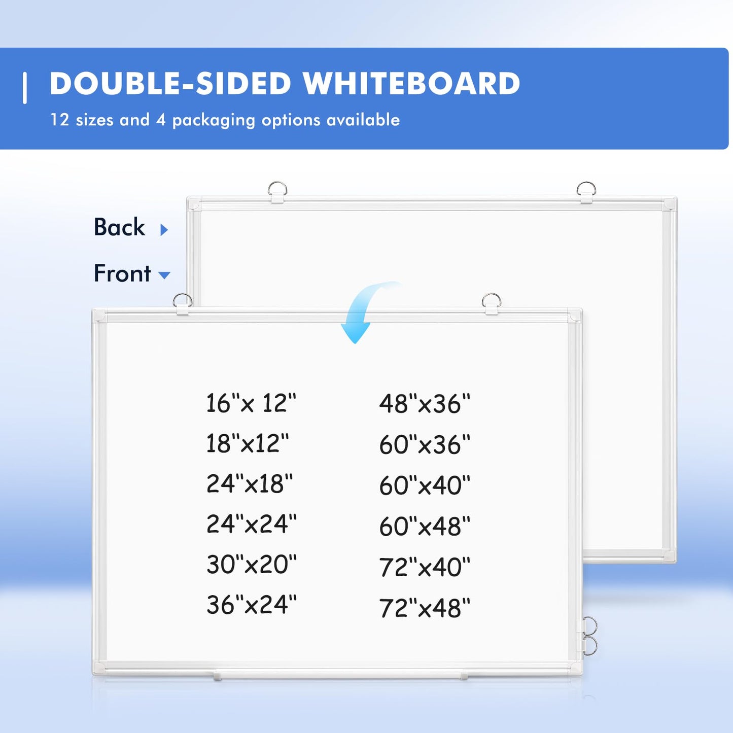 WALGLASS Double-Sided Dry Erase White Board, 36" x 24" Magnetic Whiteboard for Wall, Hanging Mounted White Board Silver Aluminium Frame for Home, School, Office, Kitchen