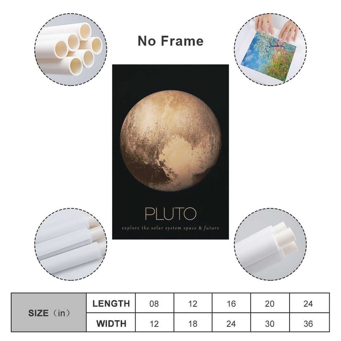 LGDSBHH Minimalist Pluto Solar System Canvas Wall Art - Educational Space Dwarf Planet Poster - Science Classroom & Kids Bedroom Decor - 12x18 Inch (Unframed)