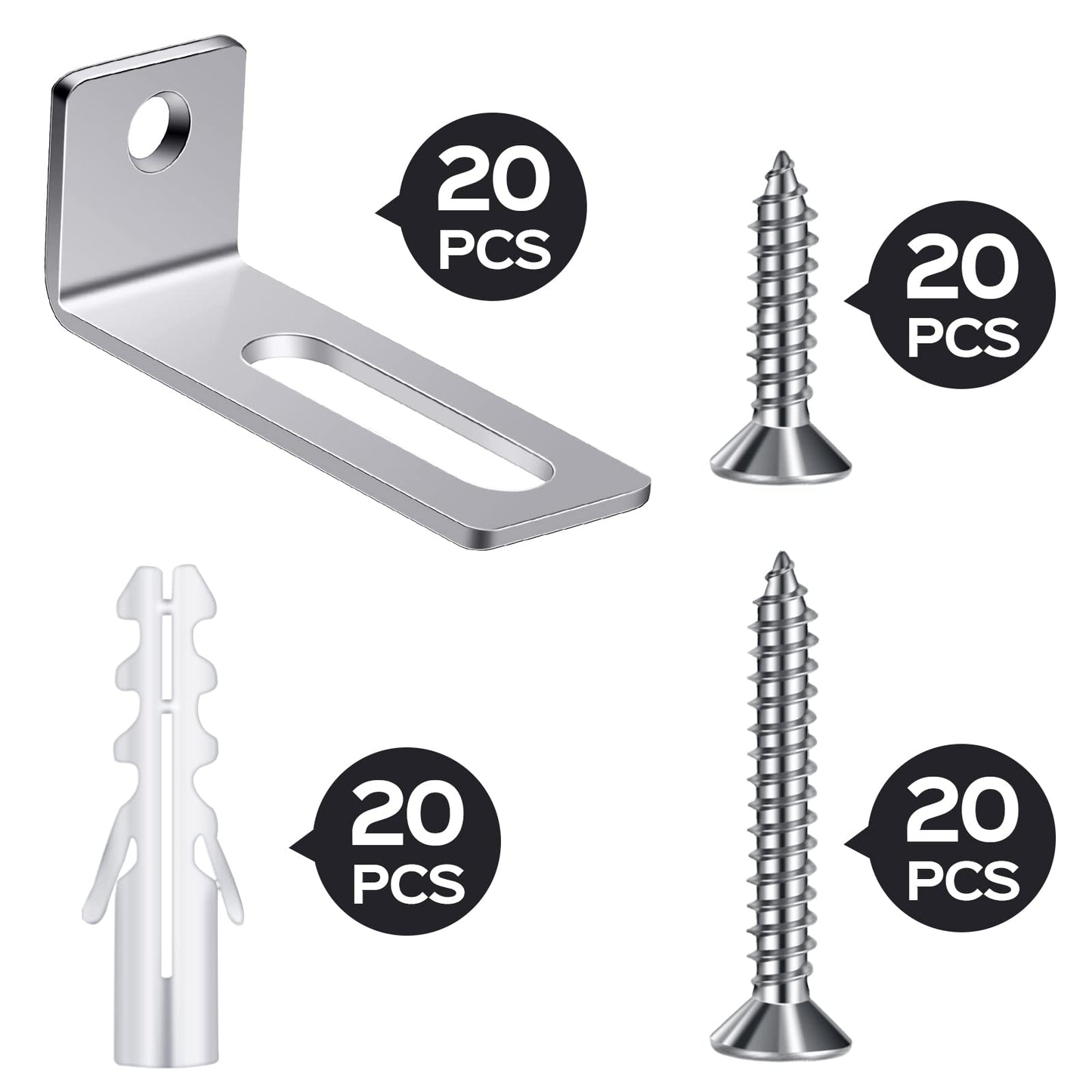 Oudain 40 Set Wall Brackets Whiteboard Mounting Hardware Wall Installation Hardware Kit Whiteboard Mounting Brackets Include Hanger Supports, Screws, Expansion Tube for Hanging Office Supplies
