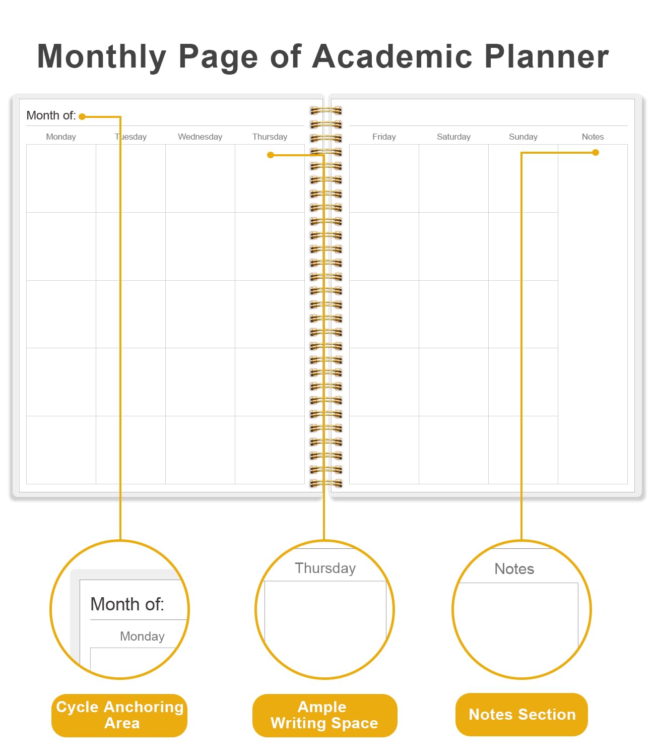 Academic Planner for 2026-2027 or Anytime - Undated Weekly Student Planner For Homeschool, High School, College & Nursing Students, 200 Pages, 8.5" x 11", Pink