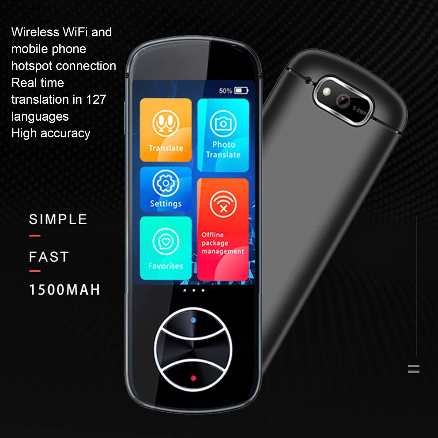 PUSOKEI Smart Voice Language Translator 127 Languages Two-Way Instant Voice Interpreter Electronic Handheld Pocket Language Translater Devices Photo Translator for Travel, Shopping, Entertainment