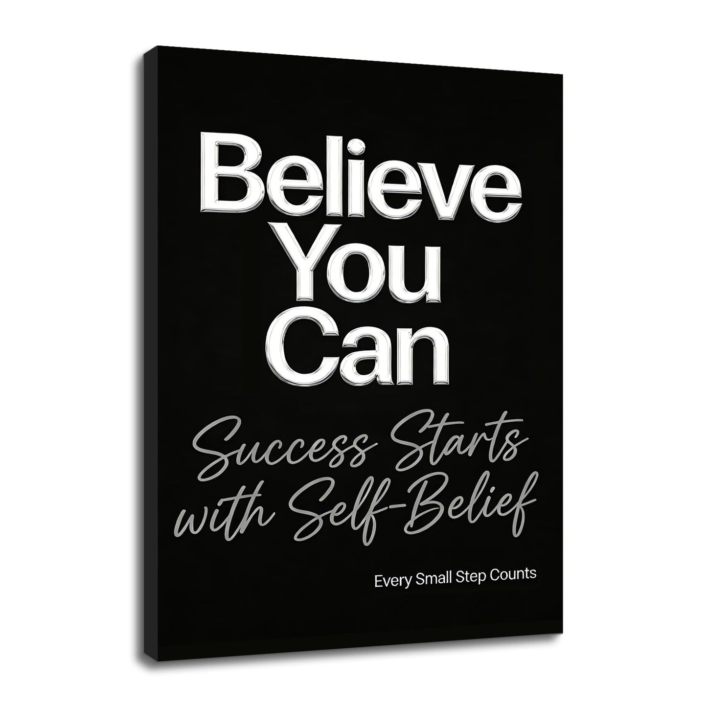 YSPCSUN Inspirational Wall Decor Believe You Can Motivational Canvas Painting, Framed Uplifting Typography Pictures for Modern Office Study Room Men Women Desk Decor, Wooden Inner Frame 24x18 Inch