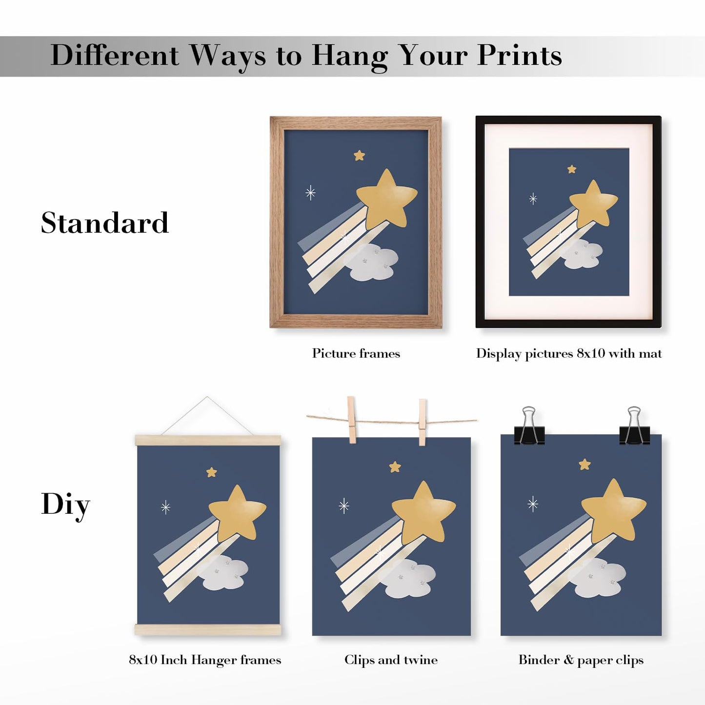 JXREQ Space Nursery Decor for Kids Boys Toddler Room Playroom Nursery Classroom Space Posters Wall Art Prints Set of 4, Cute Wall Decor for Kid Baby Boy Bedroom, 8x10 Inch Unframed