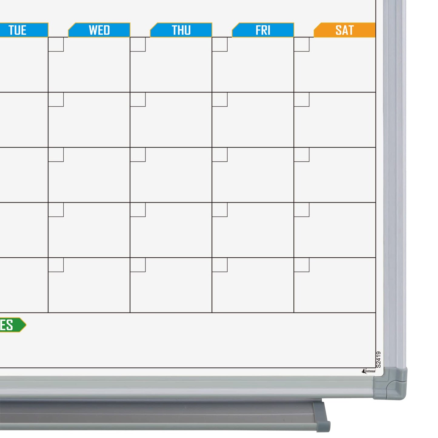 Lockways 2 Monthly Dry-Erase Calendar Whiteboard, 24" x 18", Wall-Mounted Aluminum-Framed Calendar Board
