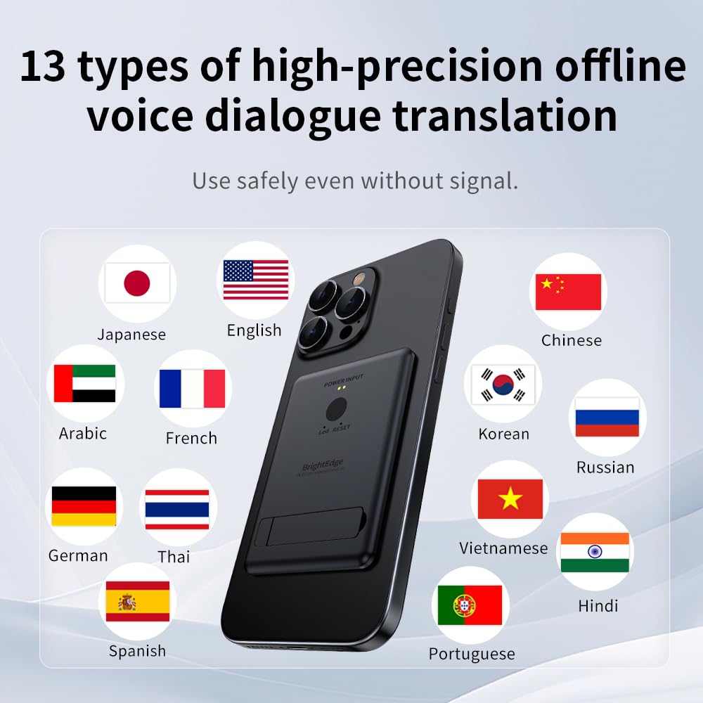 KECHOXAI Portable AI Voice Translator Device, 146+ Languages Real-Time Two-Way Translator with Offline Support & Magnetic Stand, for Travel, Business & Language Learning
