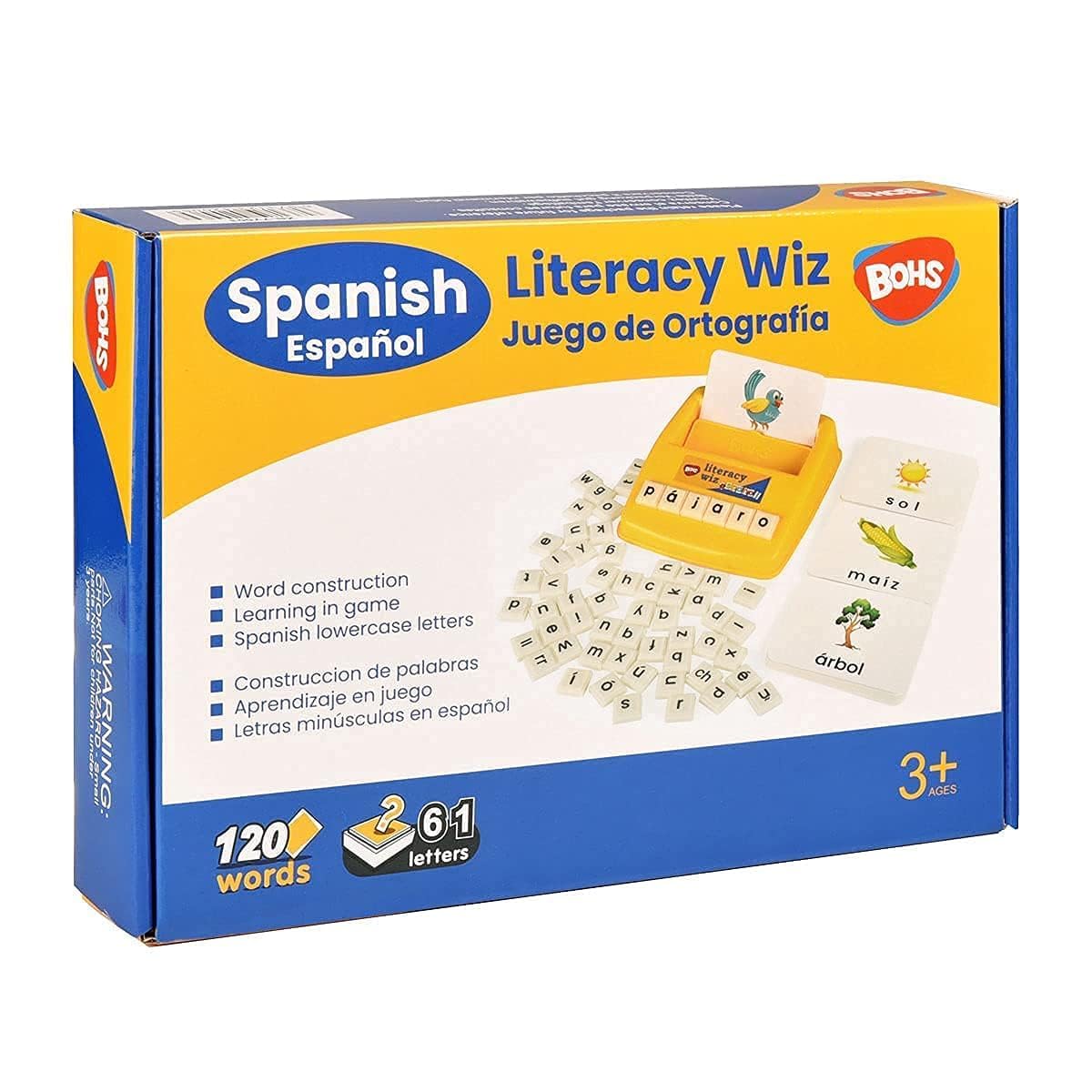 BOHS Spanish Literacy Wiz Fun Game - Espanol Lower Case 60 Flash Cards - Preschool Language Learning Educational Toys-Pack of 6