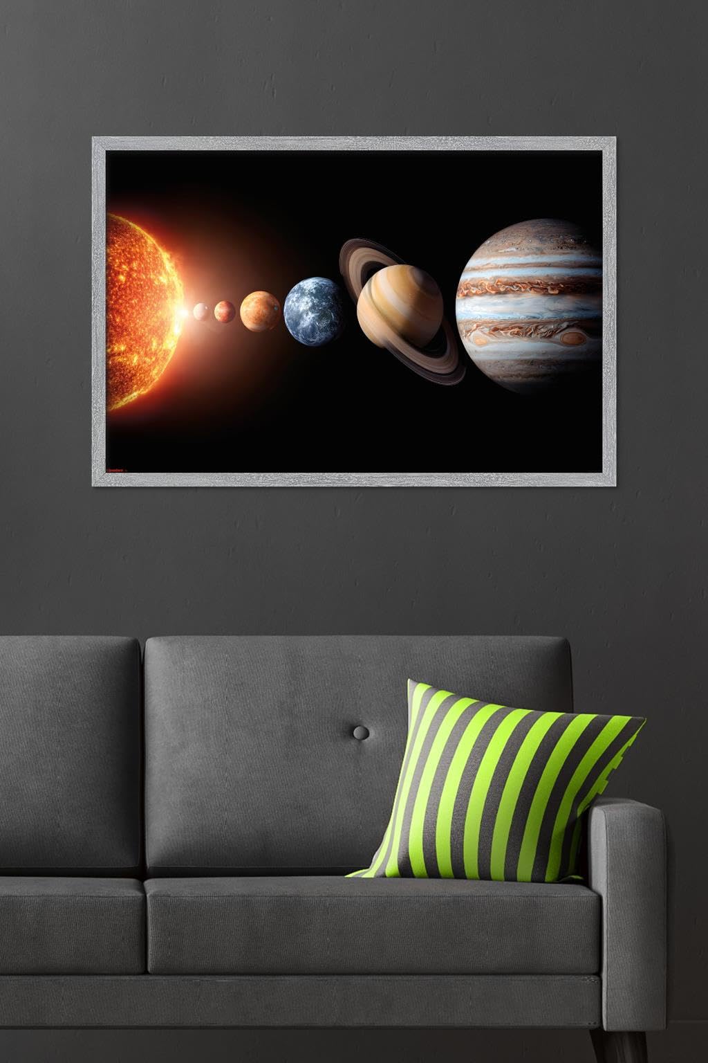 Science - Solar System Planets 26 Wall Poster, 34L" x 22.4W", Gray Framed Version