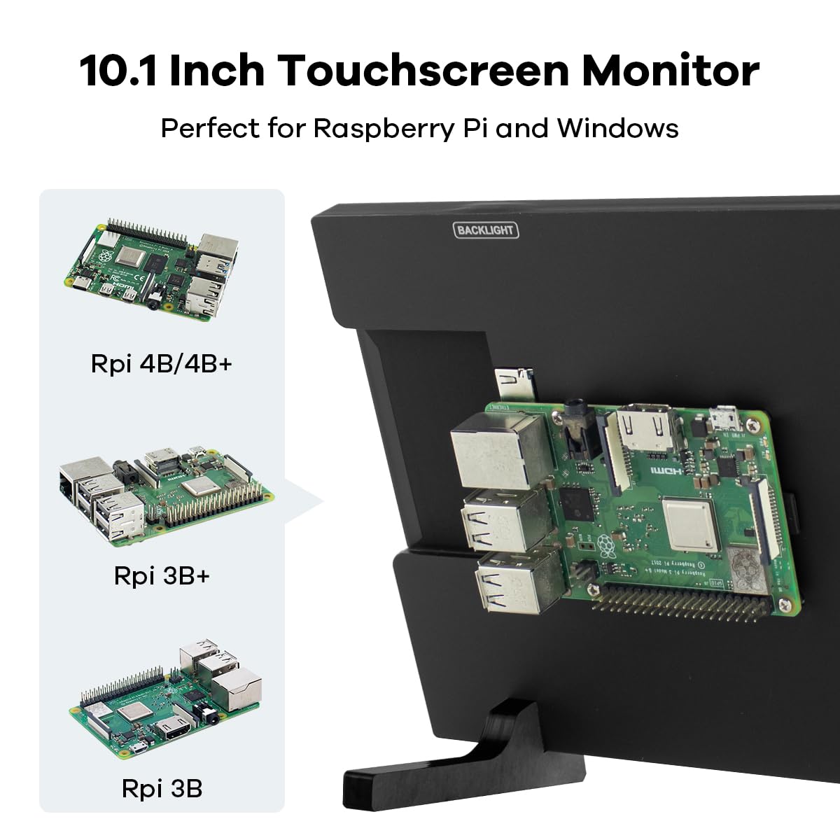 Hosyond 10.1" IPS LCD Capacitive Touchscreen Monitor HDMI Display 1280x800 for Raspberry Pi 5/4/3B+ Xbox PS4 Windows 7/8/10