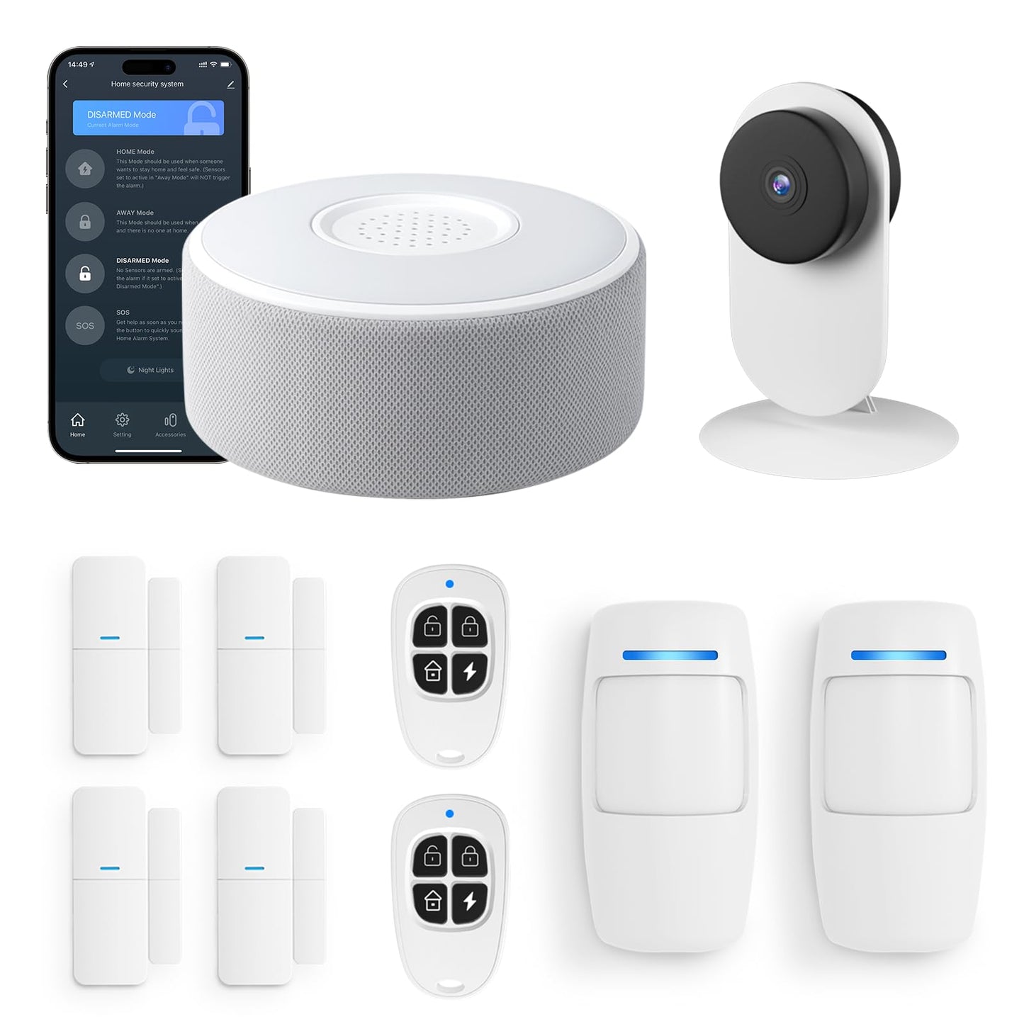 tolviviov Alarm System for Home Security, DIY Door Alarm Security Systems, App Alerts, 15Piece Kit, No Monthly fee, WiFi Door Window Motion Sensor, for Home Security and Kids Safety (10 Pack)