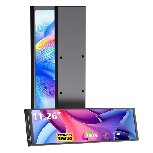 AISHICHEN 11.26" Mini Monitor FHD 1920x440 Small Wide Monitor for PC Case, Stretched Bar LCD Screen IPS Display with HDMI & Type-C for Raspberry Pi Laptop CPU GPU Temperature Aida64 Monitoring