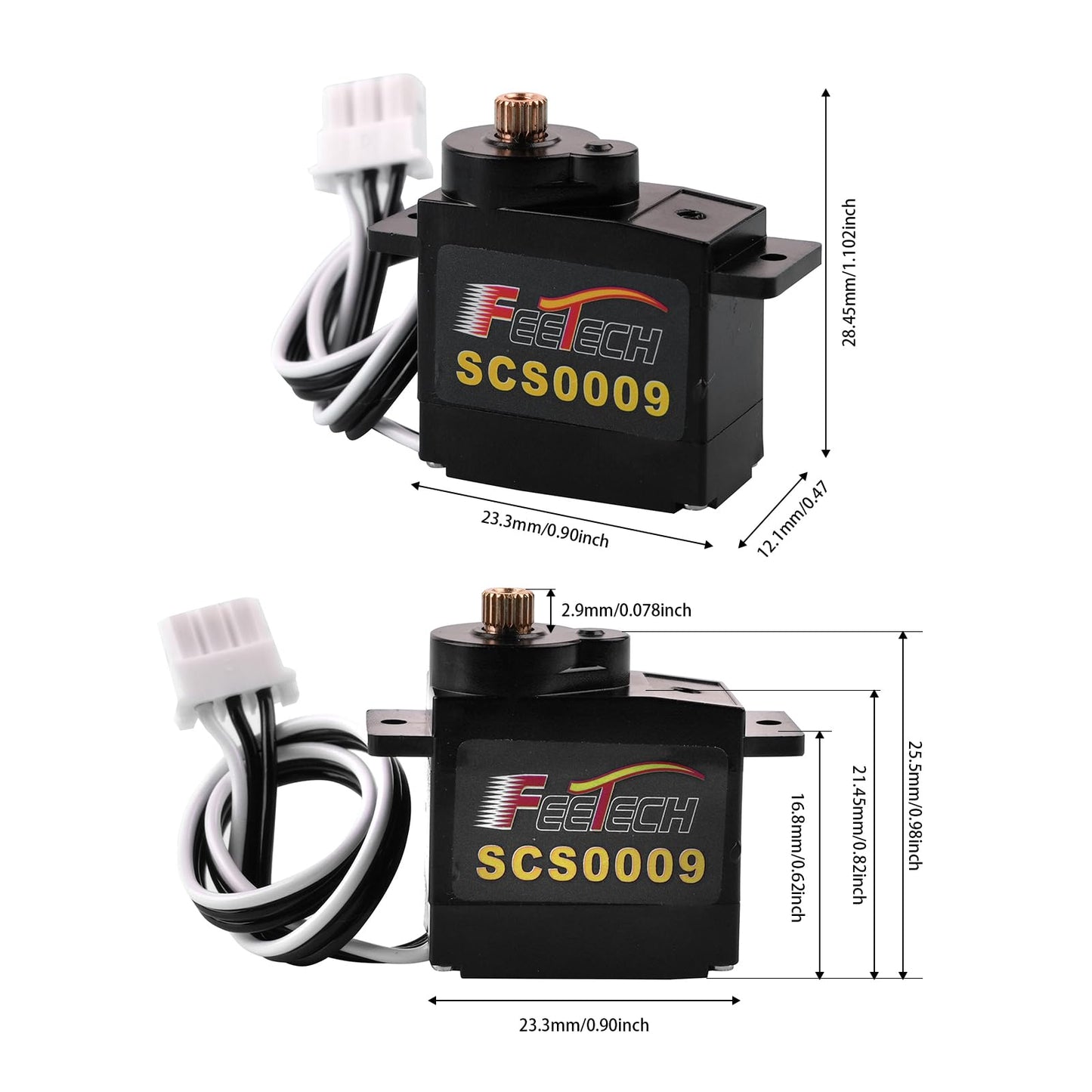 RCmall SCS0009 Serial Bus Servo Kit SCS0009 2.3KG Micro Servo Metal Gear w/300° Encoder TTL/RS485 for Robot Arm, RC Helicopter, Arduino, STEAM (4 Servos+1signal Conversion Board)