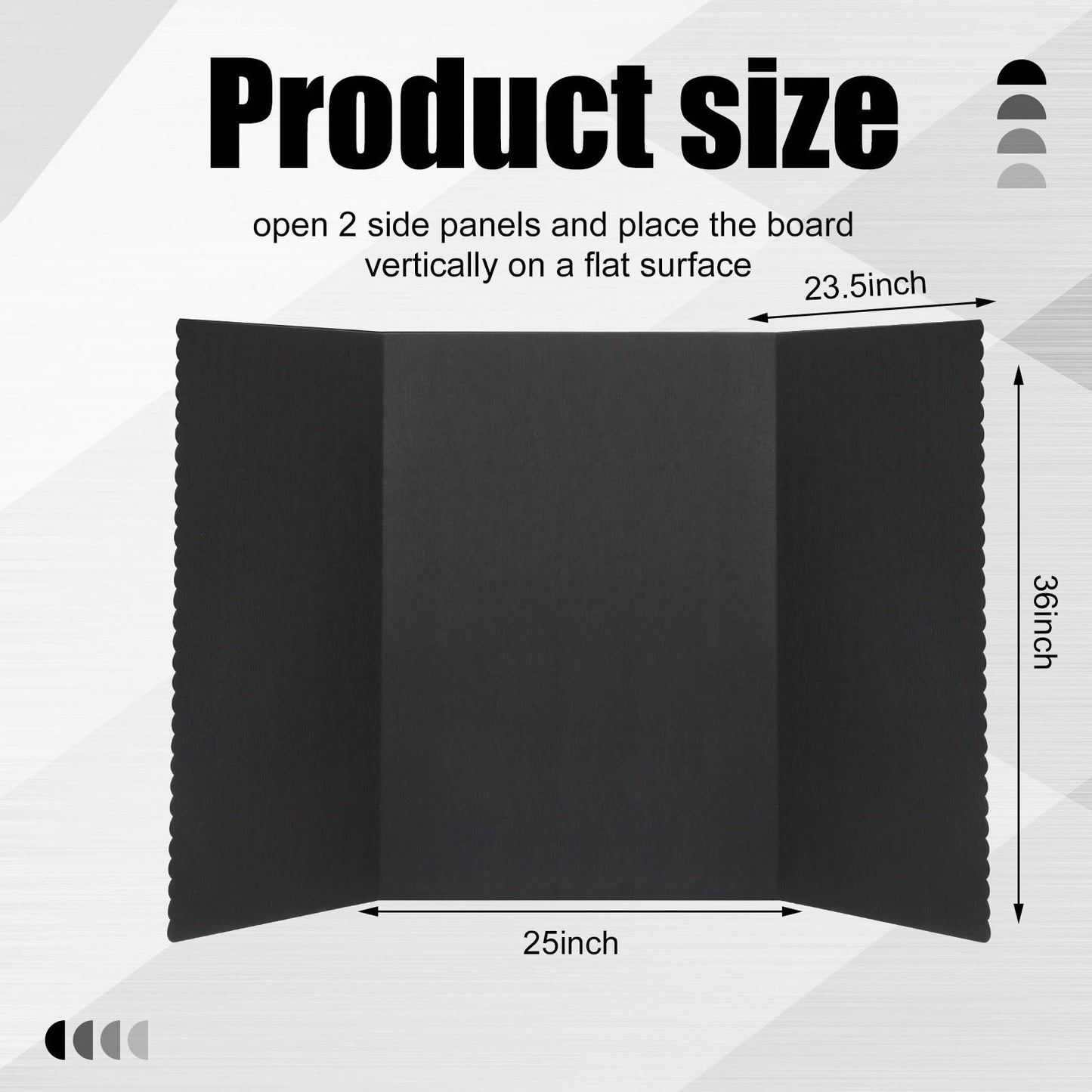Paterr Trifold Poster Board with Storage Bag, Hook and Loop Fabric, Foldable 3 Panel Presentation Board for Science Fair and Exhibitions(Black,72 x 36 Inch)