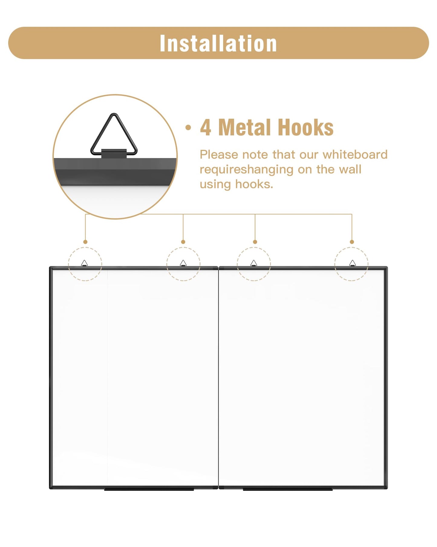 60"X 40" Large Magnetic Dry Erase Whiteboard, Wall Hanging Board with 8 Pens & 4 Dry Erasers & 30 Magnets, Sliver Aluminum Frame Black