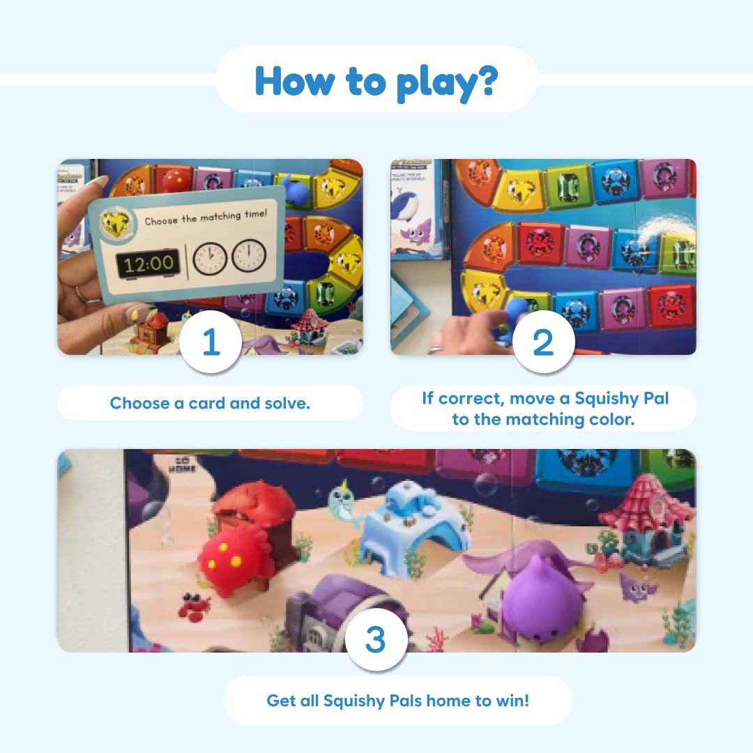The Fidget Game Squishy Time Rescue - Telling Time Game for Kids Ages 6-11 | Multisensory Hands-On Learning Board Game with Manipulatives | Classroom Must Have for Grades 1-5