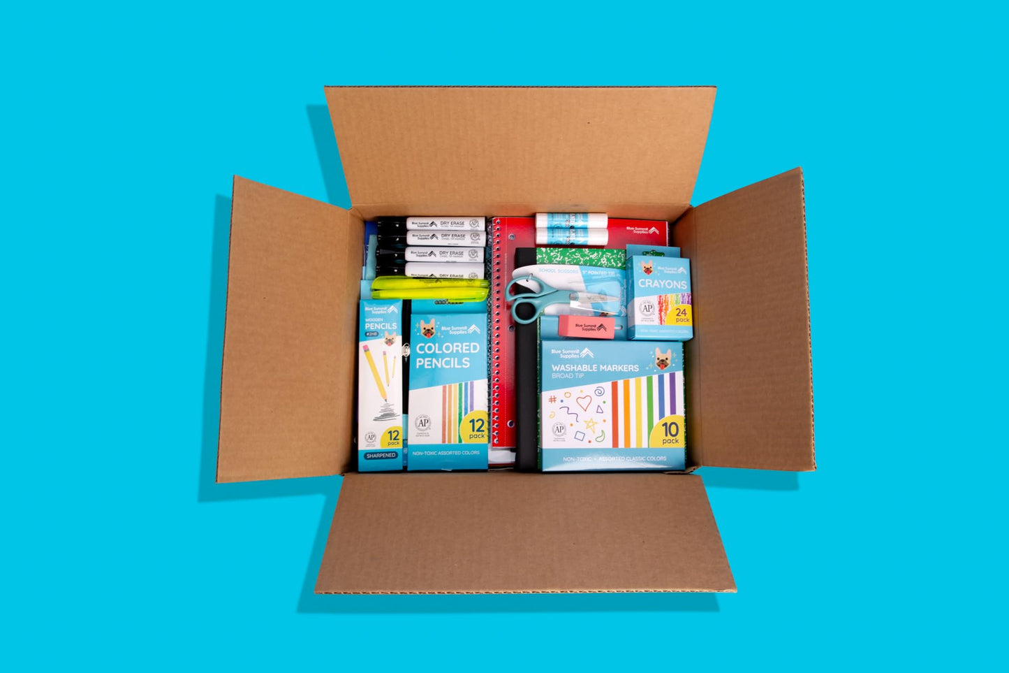 Blue Summit Mega Kindergarten and 1st Grade School Supplies Kit, School Supplies for Kindergarten for Boys and Girls, Mega Bulk Box with 71 Pieces