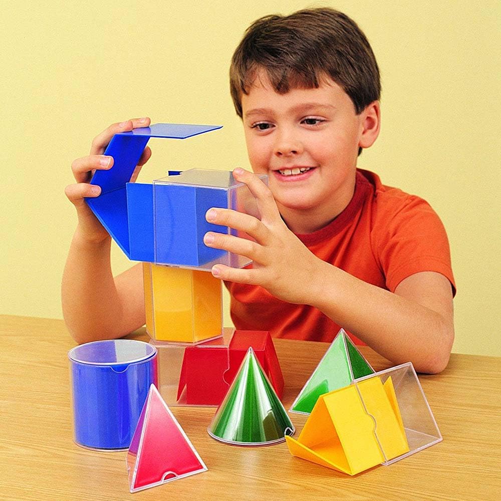 Learning Resources Folding Geometric Shapes Set - Classroom Must Haves, Teacher Supplies, Geometry Game, Pattern Blocks, Homeschool, 3d School Figures for Teaching, Math Manipulatives Essentials