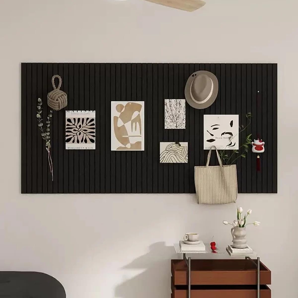 Felt Bulletin Board 36"x 24"-6 Felt Tiles Cork Board Wall Panels Home Office Wall Fabric Pin Board for Classroom/Kids Art Display/Photo Picture Wall/Acoustic,Self-Adhesive,Black