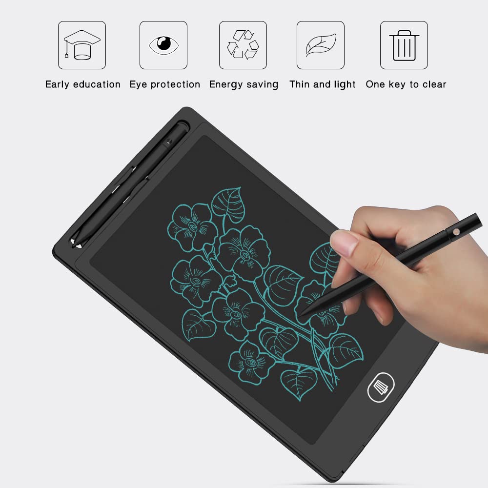 [2 Pack] TIQUS LCD Writing Tablet Pad 8.5 Inch Ewriter Electronic Board and MeMO Notes for and Adults at Home and Office Middle Stylus (Black)