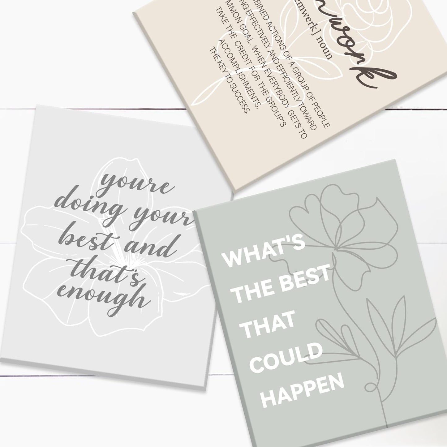 CHDITB Inspirational Canvas Wall Art, You Are Doing Best Wall Decor, Botanical Floral Line Art Poster,Positive Teamwork Affirmation Framed Posters For Office Women Bedroom Living Room Decor 8”X10”